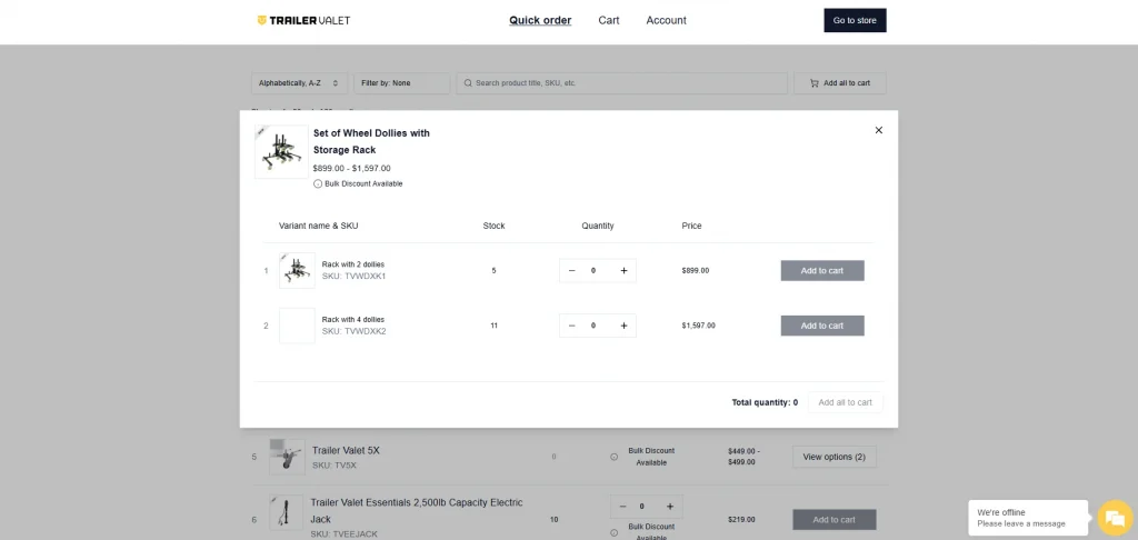 b2bridgeio-customer-trailer-valet-b2b-view-quick-order-view-option