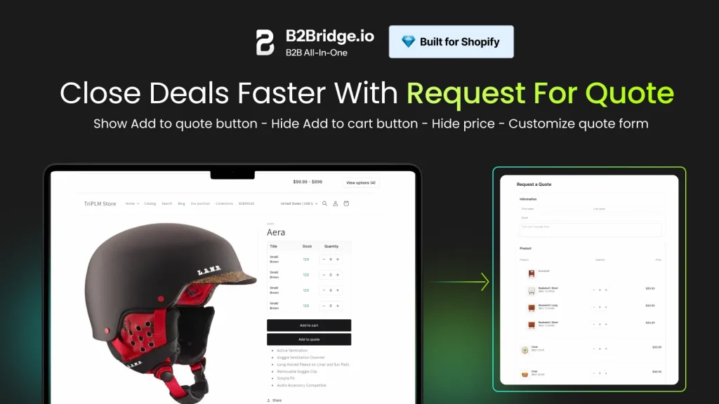 request for quote feature of b2bridge.io