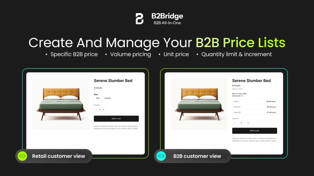 b2b price lists feature of b2bridge.io
