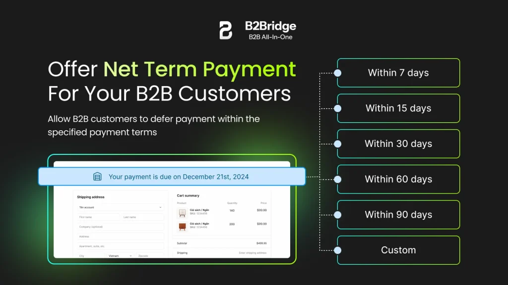 net payment terms feature of b2bridge.io