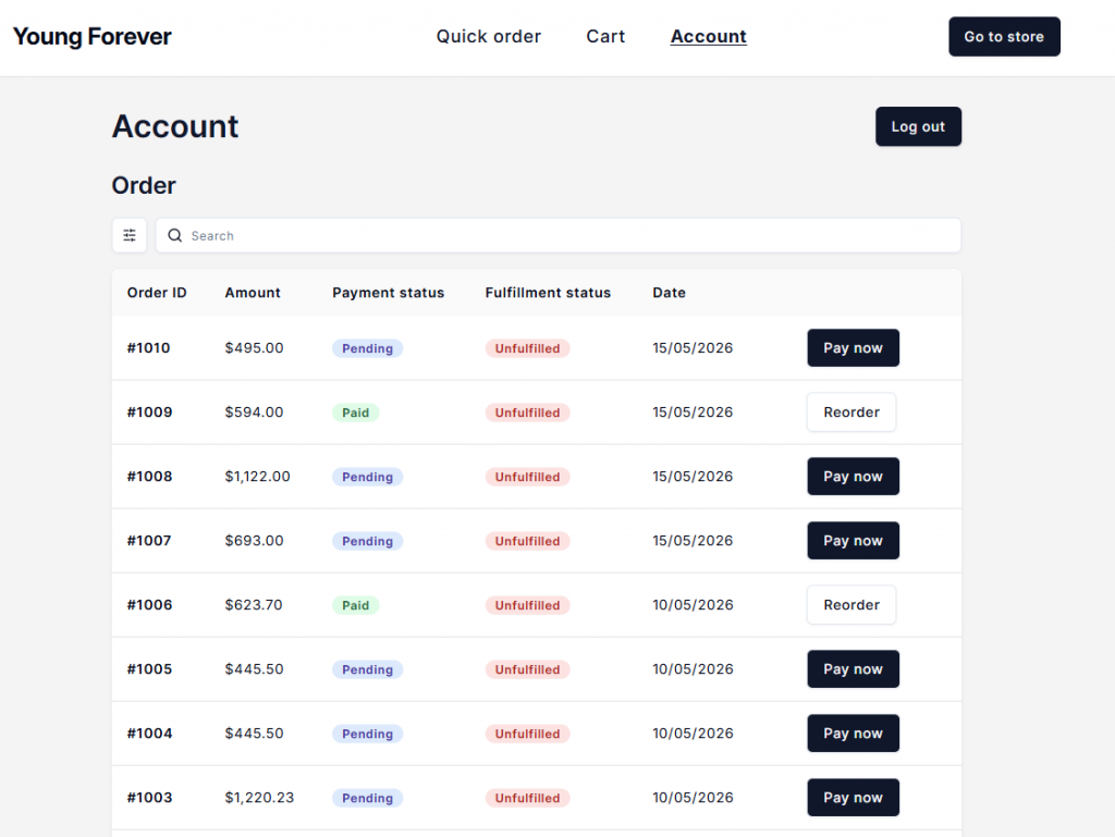 Self-service B2B account portals