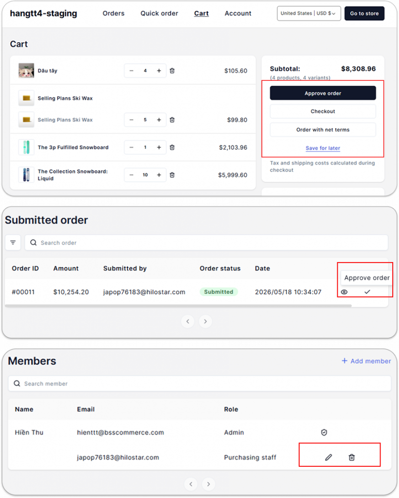 Company account feature in B2Bridge