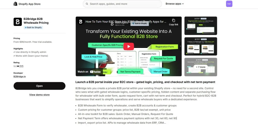 b2b shopify registration form by b2bridge.io