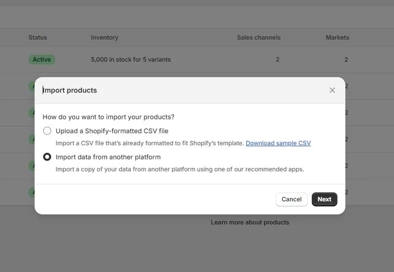 export import csv shopify by b2bridge.io