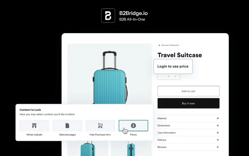 hide price on shopify by b2bridge.io