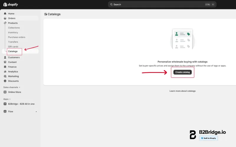 shopify b2b price lists by b2bridge.io