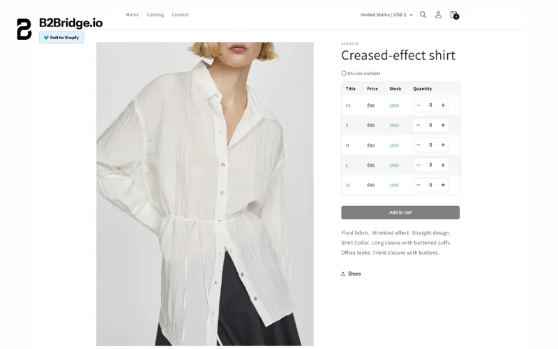 shopify ux design for b2b by b2bridge.io