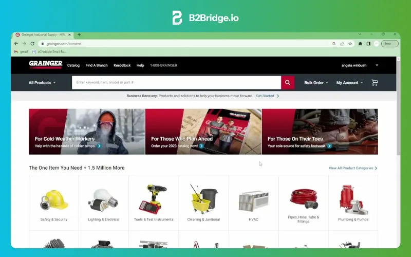 grainger b2b ecommerce website examples reviewed by b2bridge.io