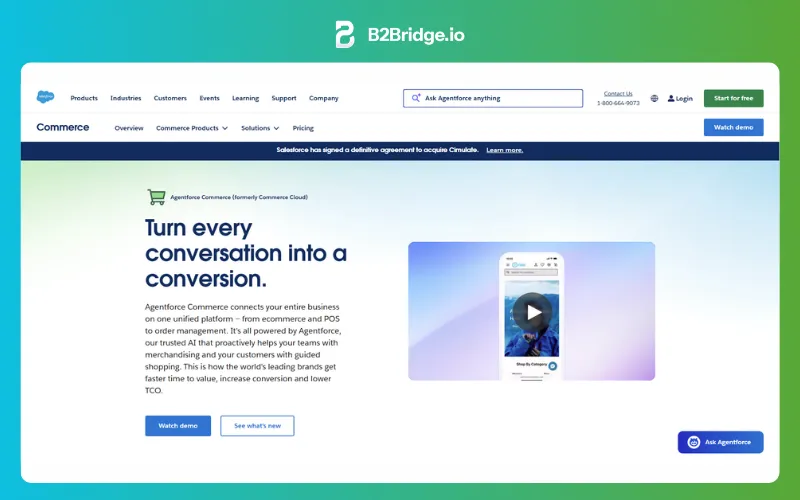 salesforce b2b ecommerce website examples reviewed by b2bridge.io