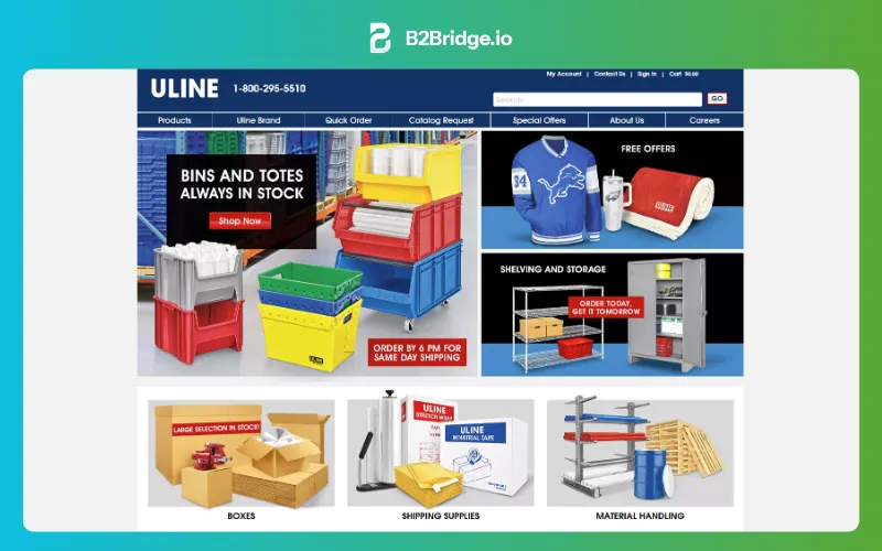 unline b2b ecommerce website examples reviewed by b2bridge.io