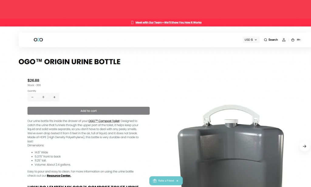 ogo compost toilet product page