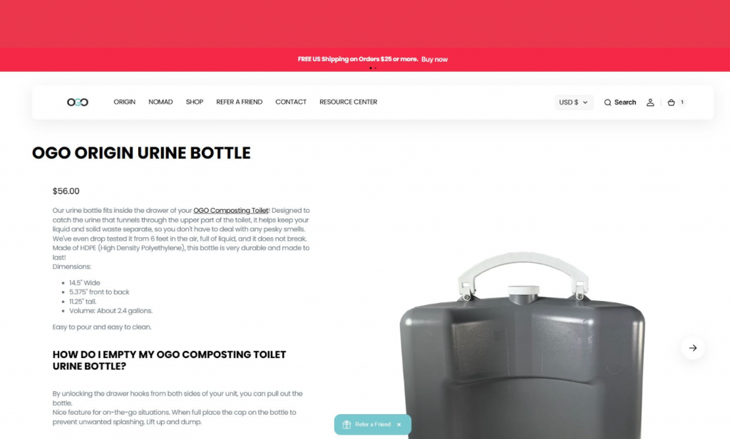 ogo compost toilet b2b product page