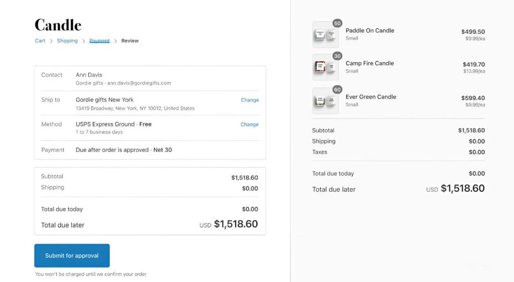 Shopify B2B checkout