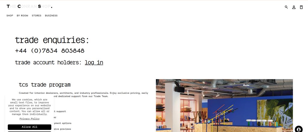 Conran Shop Shopify B2B example
