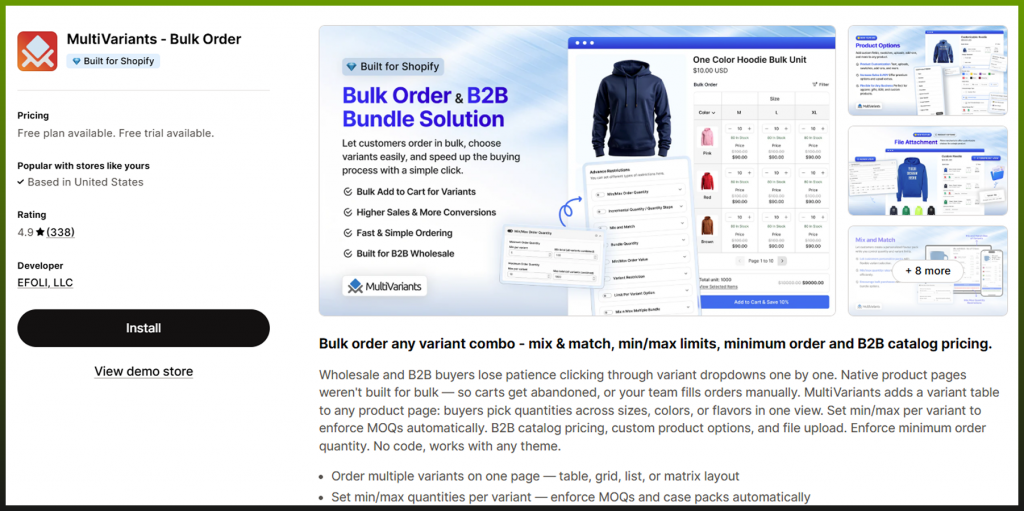 MultiVariants ‑ Bulk Order for Wholesale Order Forms 