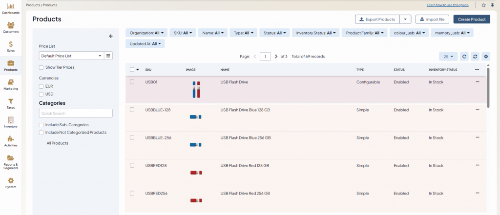 Oro commerce product management 