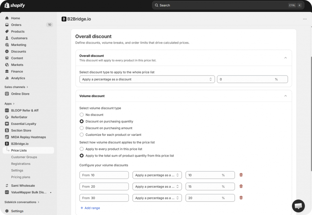 B2Bridge pricing engine 