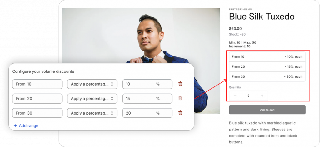 Setup tier pricing based with different volume discount with B2Bridge