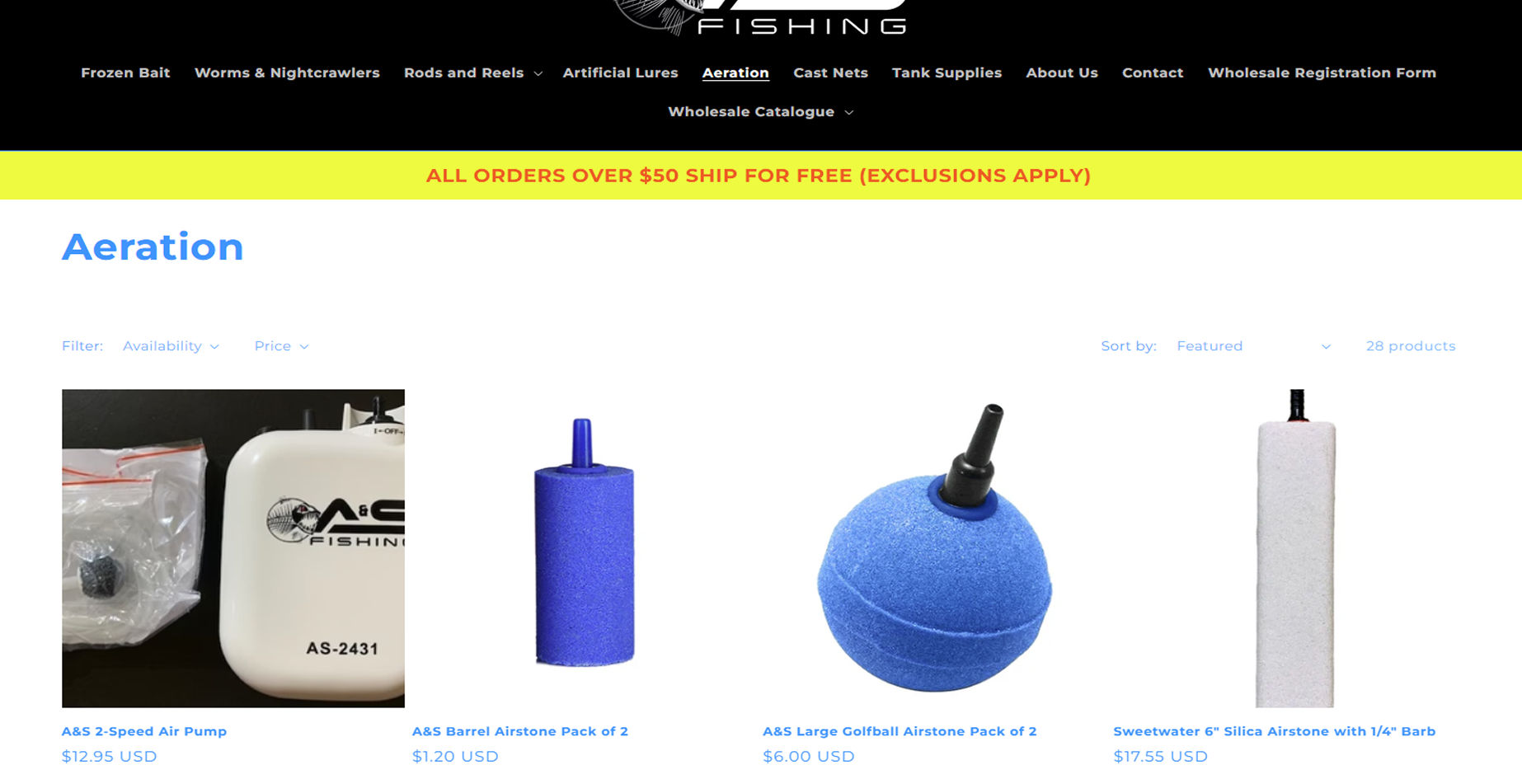 Ayersfish website for retailers