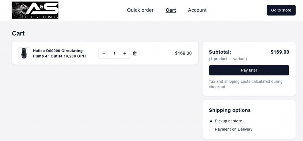 Pickup at store checkout option - Step 1