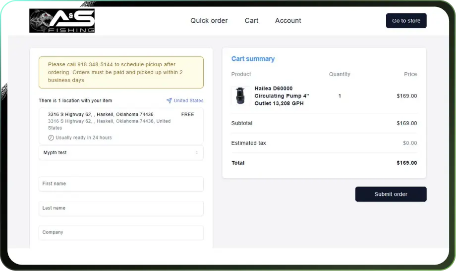 Customizable B2B checkout