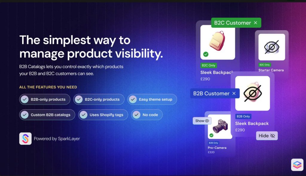 Sparklayer B2B catalogs