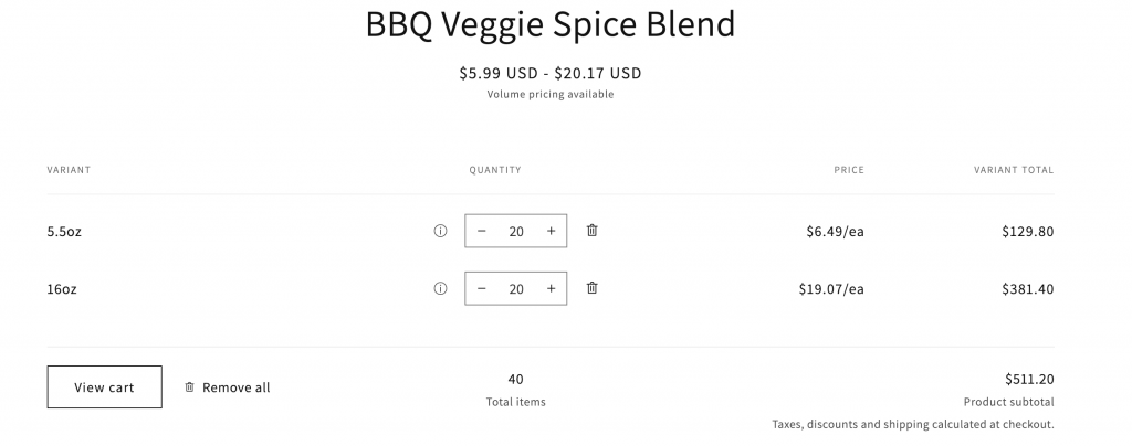 Native Shopify B2B Quick Order Lists