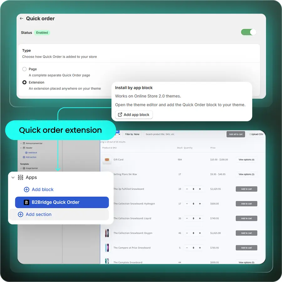 Quick order extension