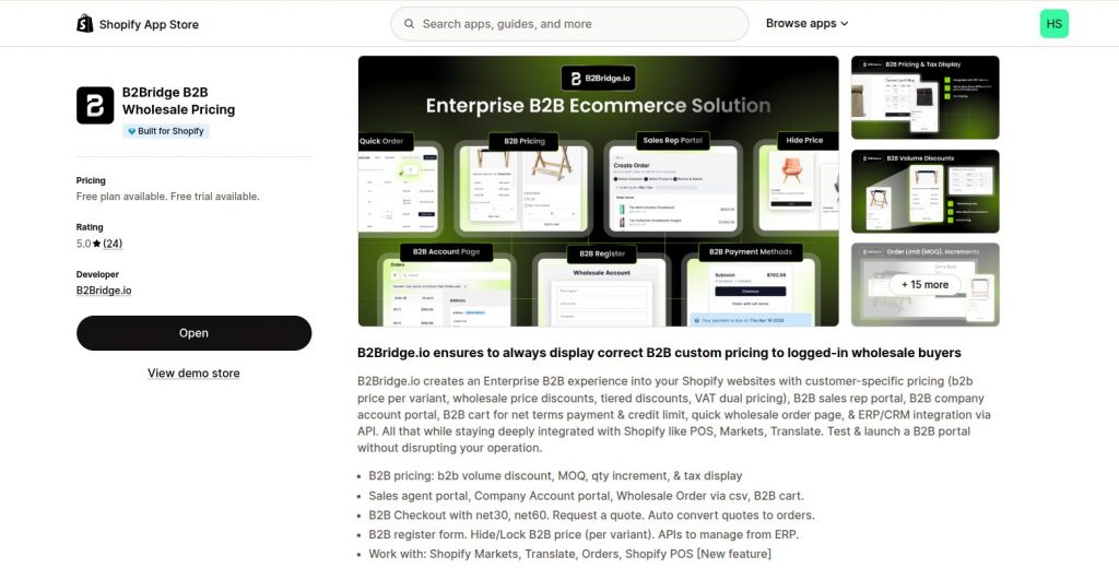 B2Bridge on Shopify App Store