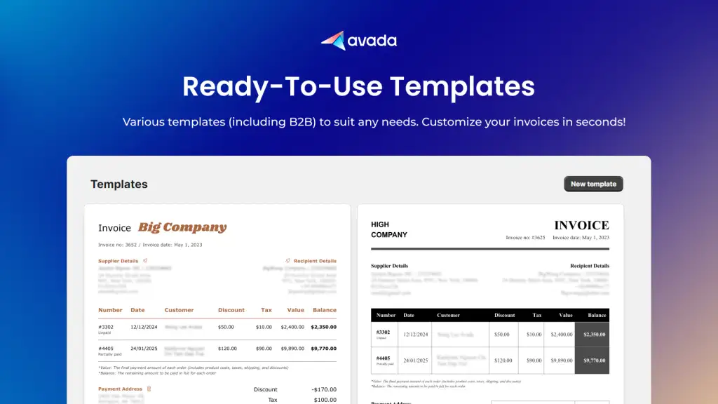 Avada PDF Invoice